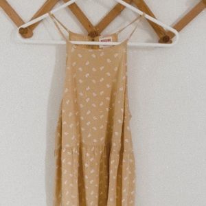 Mustard mini print dress. Size small.